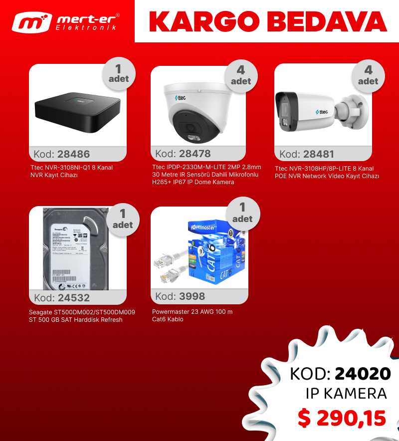 KAMERA KAMPANYASI 4 KANAL POE NVR IP KAMERA GÜVENLİK SETİ ÜCRETSİZ KARGO