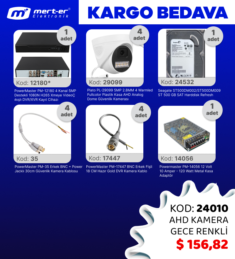 KAMERA KAMPANYASI 4'LÜ SET 5 MP AHD WARM LED GECE GÖRÜŞLÜ RENKLİ KAMERA  ÜCRETSİZ KARGO