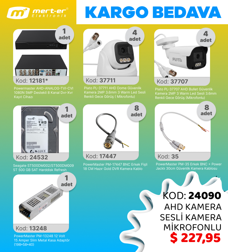 KAMERA KAMPANYASI 8'Lİ AHD WARMLED MİKROFONLU KAMERA SET ÜCRETSİZ KARGO