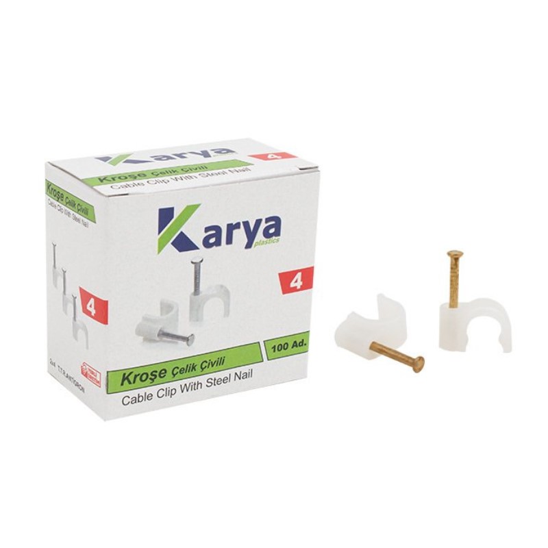 KARYA 4 NUMARA ÇELİK ÇİVİLİ 8 MM KROŞE (100'LÜ PAKET)(2X4 ANTİGRON KABLOLAR İÇİN)