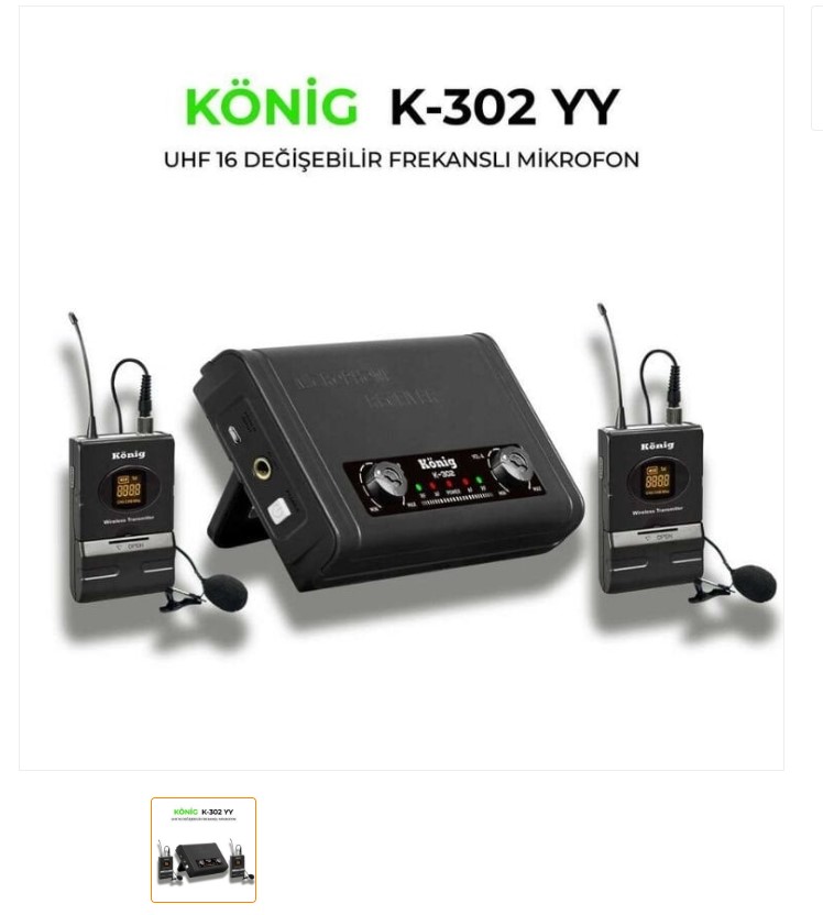 KÖNİG K-302 YY UHF-SABİT-ÇİFT KANAL 2 YAKA TELSİZ MİKROFON