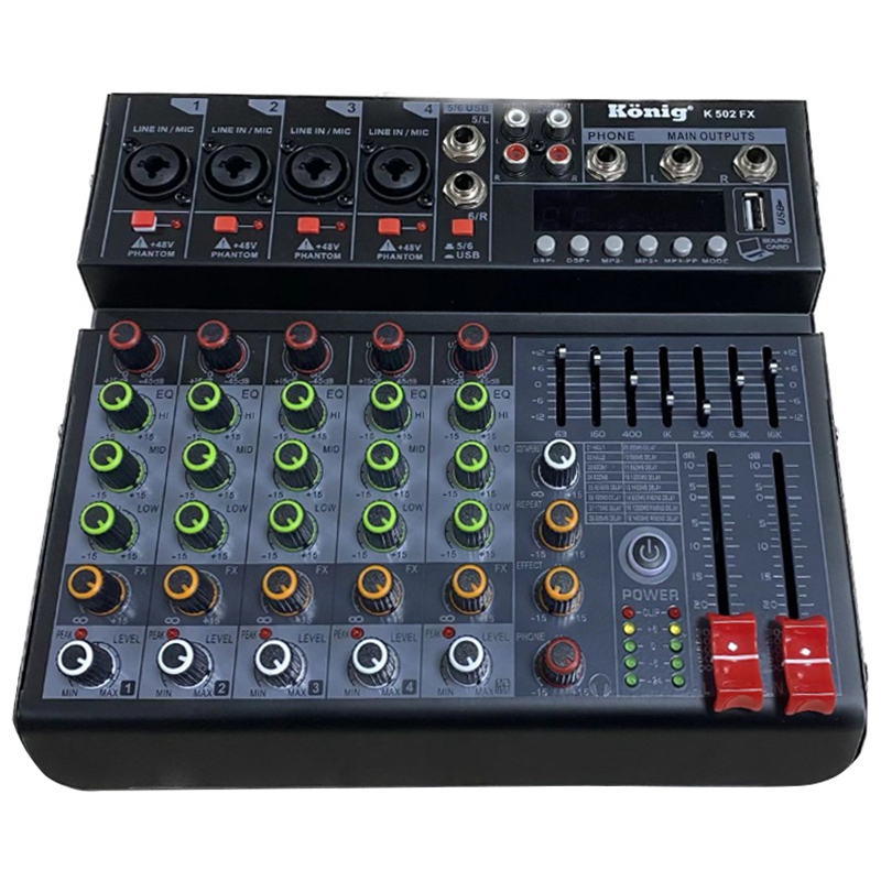 KÖNİG K-502 FX USB/BLUETOOTH 7 BANT EQ 6 KANAL DECK MIXER