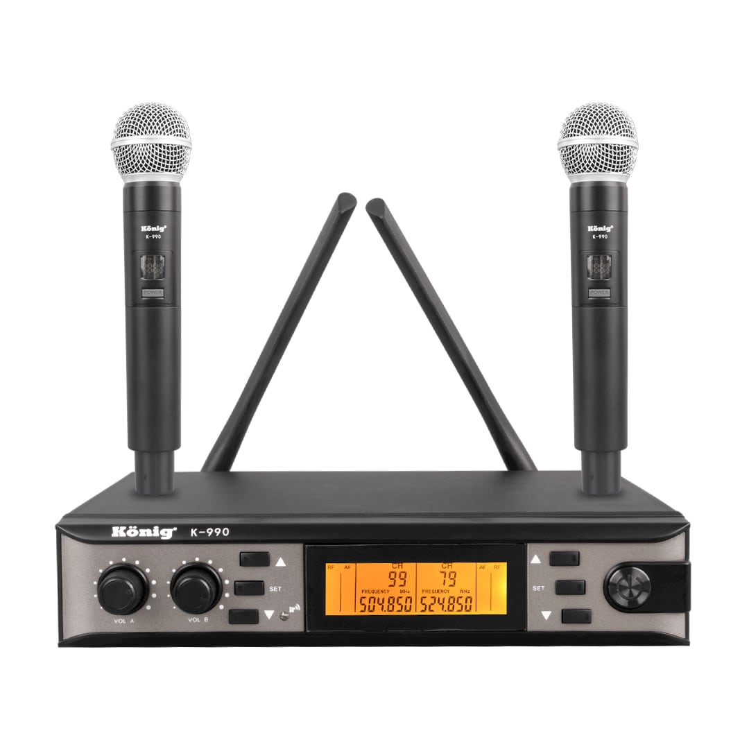 KÖNİG K-990 UHF 2X100 KANAL 2 EL MİKROFONLU KABLOSUZ TELSİZ MİKROFON