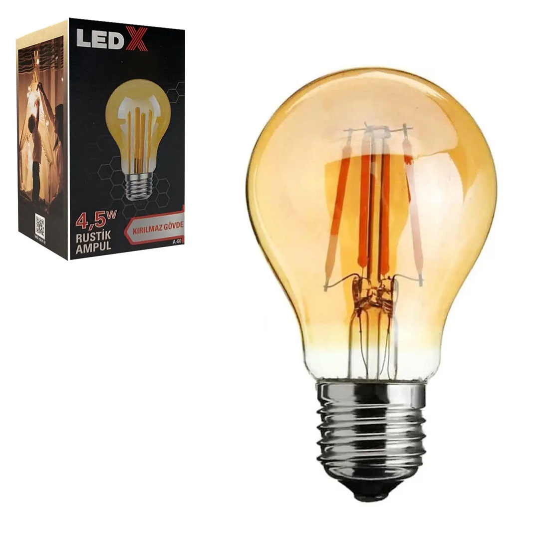 LEDX A-60 KIRILMAZ GÖVDE 5 WATT RUSTİK AMPUL