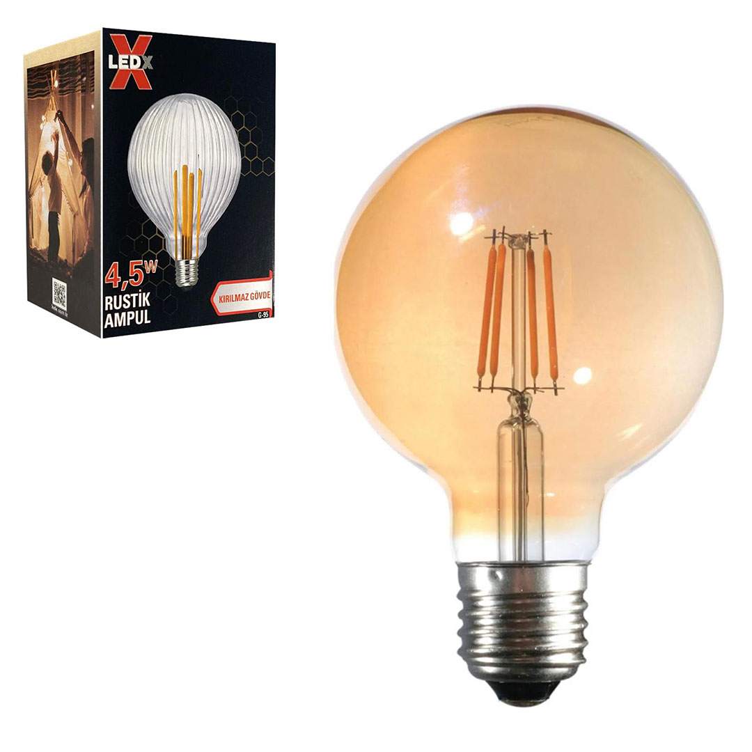 LEDX G-95 KIRILMAZ GÖVDE 4,5 WATT DÜZ RUSTİK AMPUL