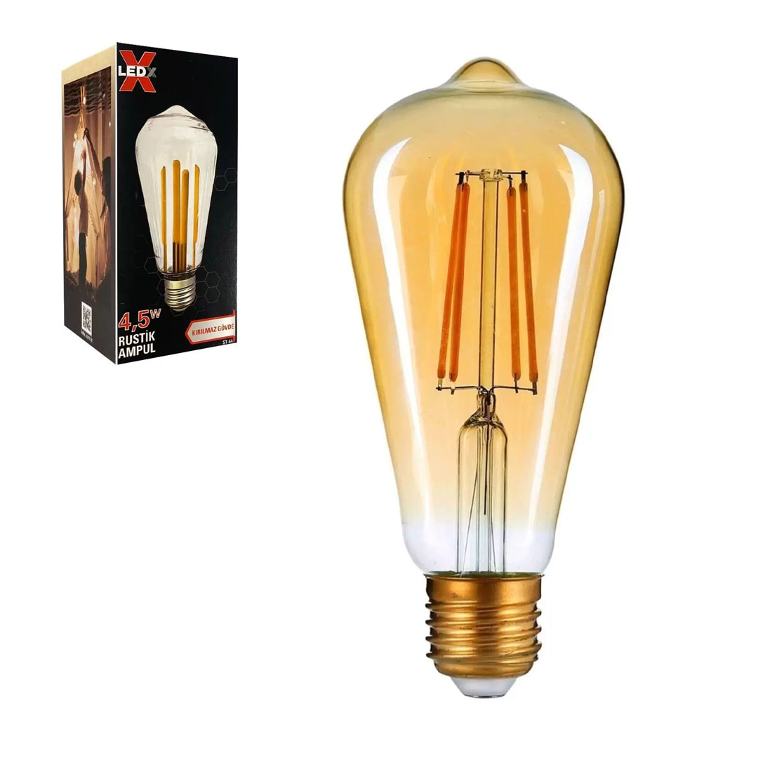 LEDX ST-64 KIRILMAZ GÖVDE 4,5 WATT DÜZ RUSTİK AMPUL