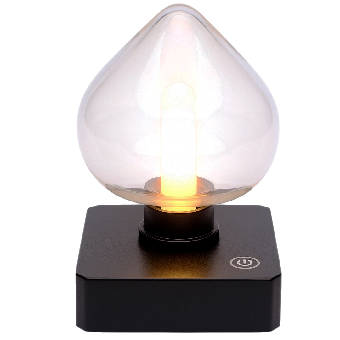 LEDX YQX-ANL95-B03 AMBER RENKLİ ALEV EFEKTLİ DOKUNMATİK MASA LAMBASI 800MAH ŞARJLI (ŞEFFAF KALPLİ)