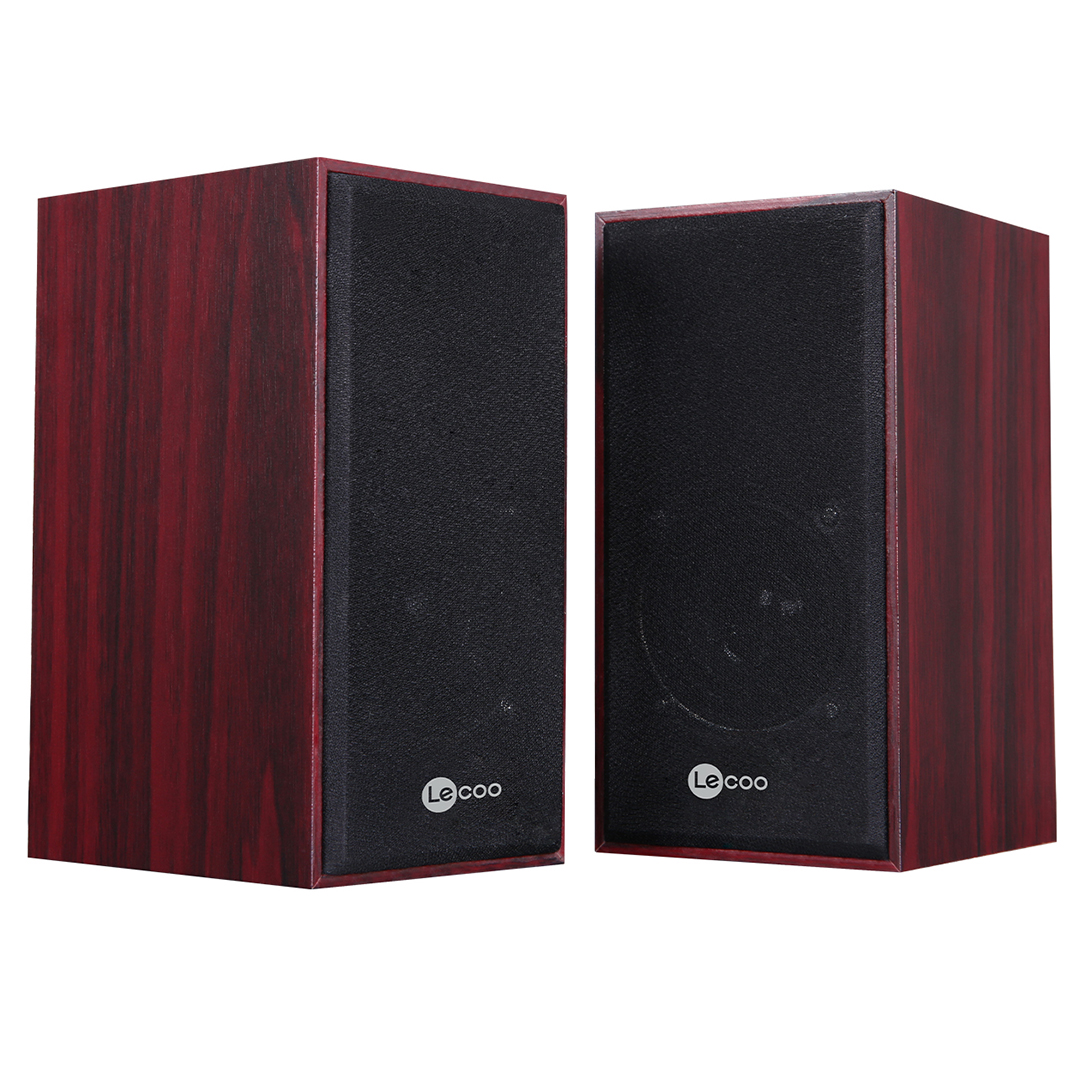 LENOVO LECOO DS105 KABLOLU USB + 3.5MM JACK GİRİŞLİ 6W STEREO KIRMIZI AHŞAP 1+1 SPEAKER HOPARLÖR