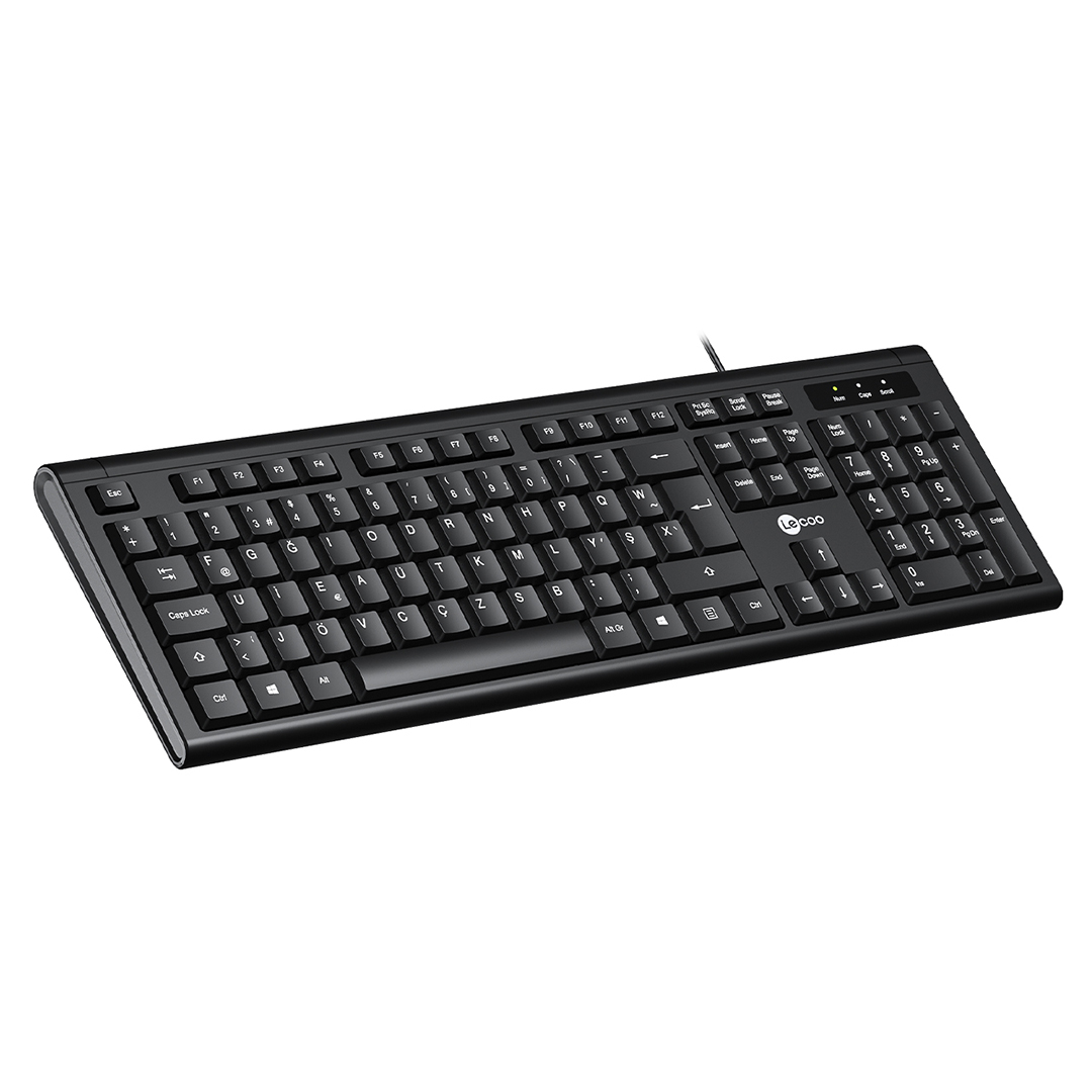 LENOVO LECOO KB101 USB KABLOLU SİYAH TÜRKÇE F KLAVYE (NUMPADLİ)