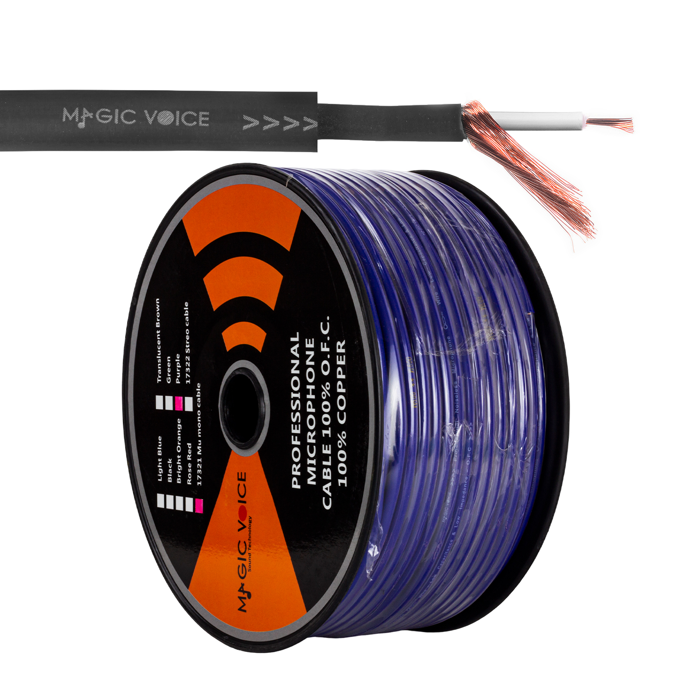 MAGİCVOİCE B96 PROFESYONEL TEK DAMARLI BLENDAJLI ENSTRÜMAN BAKIR MİKROFON KABLOSU MONO 100 METRE (MOR)