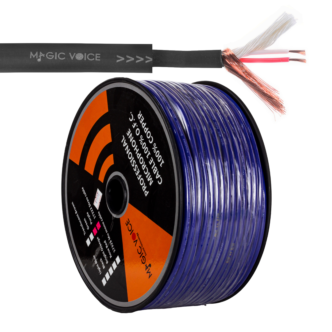 MAGICVOICE MİKROFON KABLOSU STEREO 1.KALİTE BAKIR (CU) 100 METRE MOR