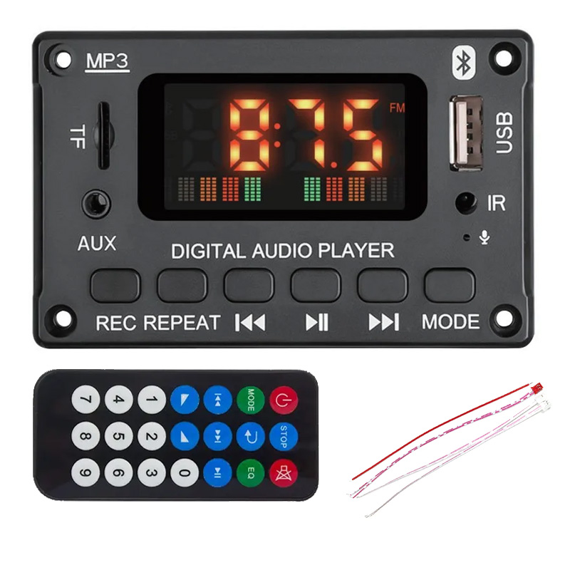 MAGİCVOİCE MV-15560 BT/USB/TF/AUX MP3 DEKODER MODÜL 5W+5W STEREO AMFİLİ DİJİTAL EKRANLI{OTO ÇEVİRİCİ]