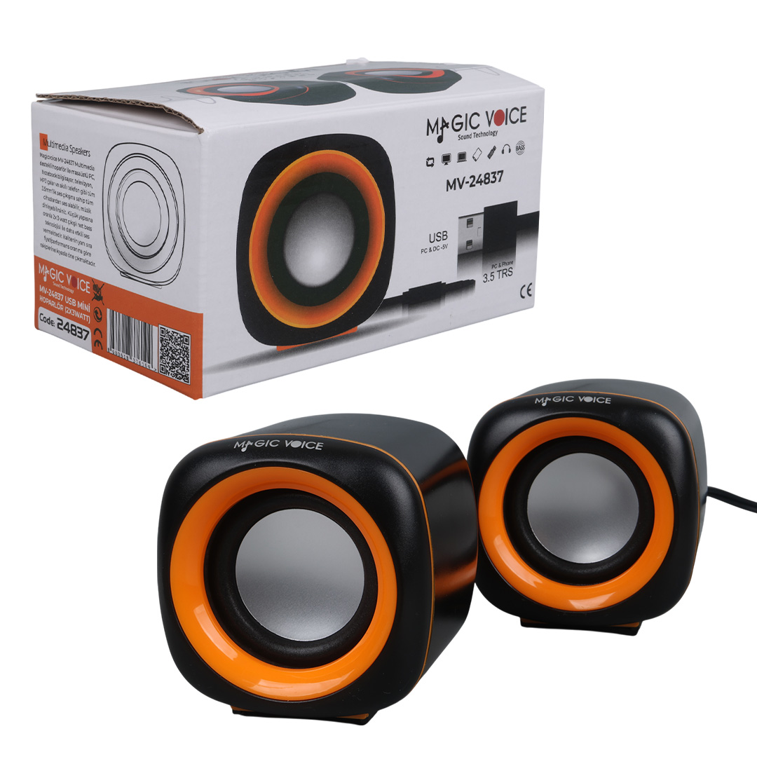 MAGICVOICE MV-24837 2X3 WATT AUX MULTIMEDIA MİNİ USB SPEAKER - HOPARLÖR
