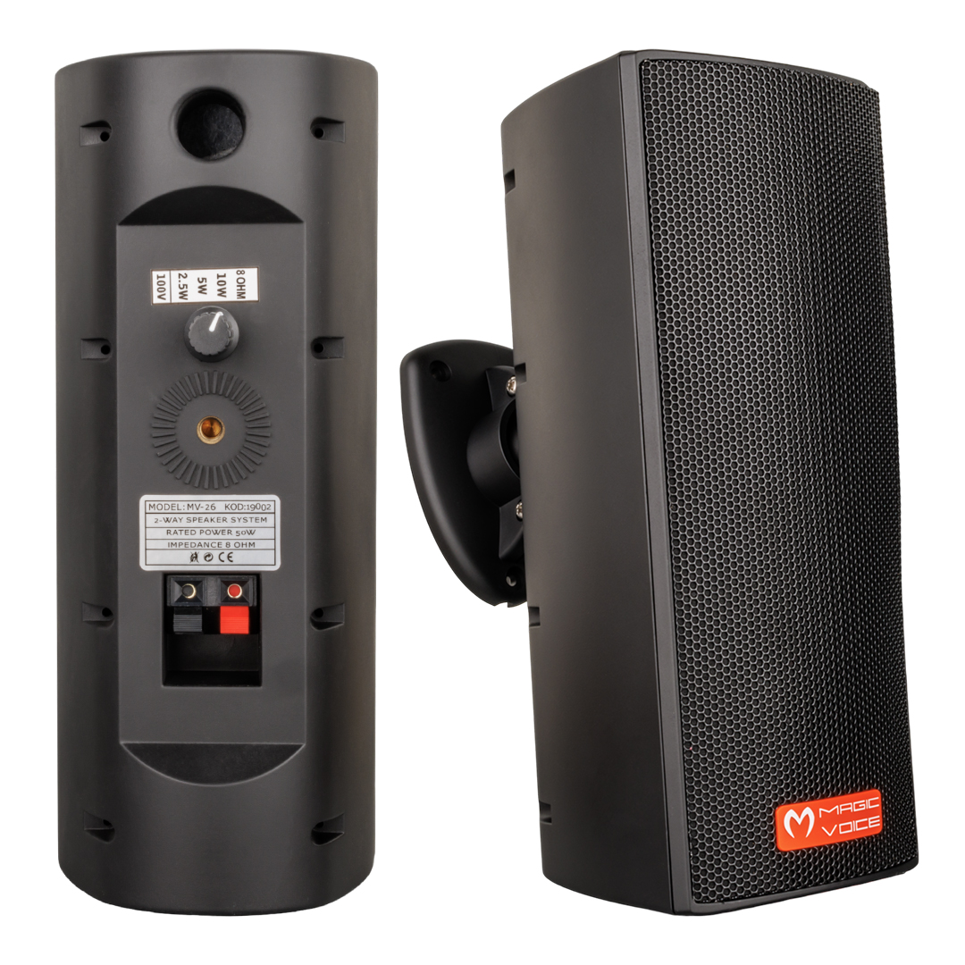 MAGICVOICE MV-26 2*7.5 CM 50 WATT 2'Lİ TAKIM SİYAH TRAFOLU SÜTUN HOPARLÖR