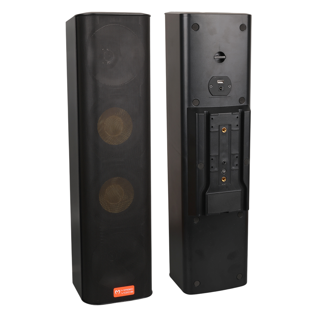 MAGICVOICE MV-28 2*13 CM 40 WATT KOMÜTATÖRLÜ HAT TRAFOLU SİYAH DİKEY SÜTUN HOPARLÖR (TEKLİ PAKET)