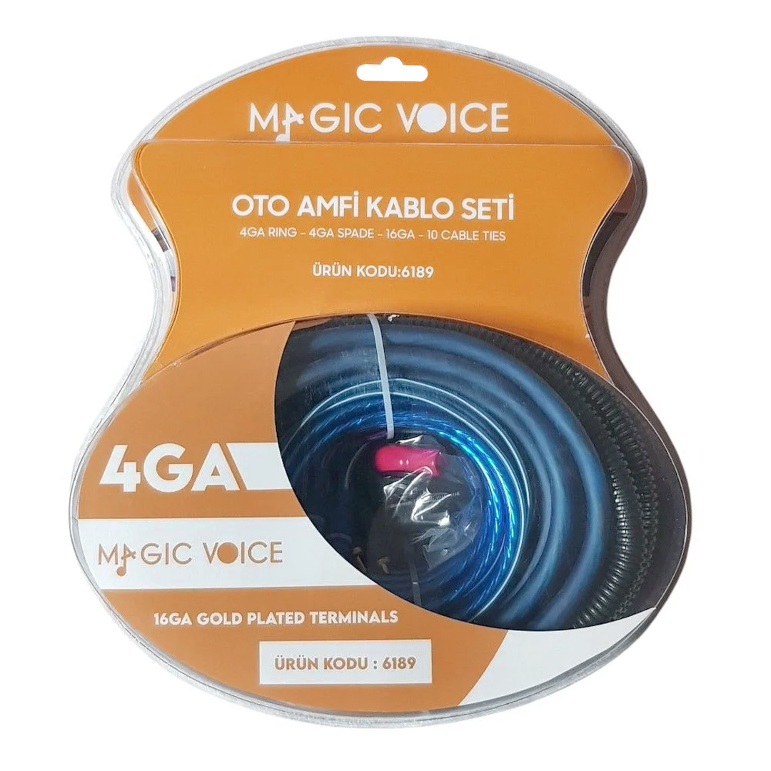 MAGİCVOİCE MV-6189 4GA OTO AMFİ- ANFİ GÜÇ BAĞLANTI MONTAJ KABLO SETİ 120A SİGORTA DAHİL