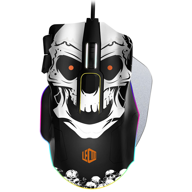 LENOVO LECOO MG1102 KURU KAFA DESENLİ 8200 DPI 10 MAKRO TUŞLU KABLOLU RGB LED AYDINLATMA SİYAH GAMING MOUSE&MOUSEPAD