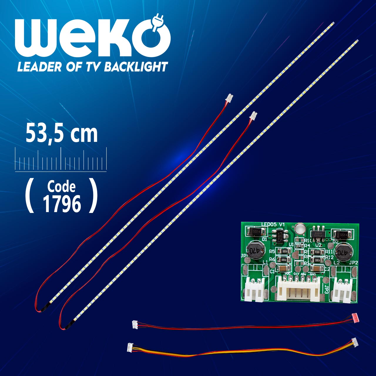 24" UNİVERSAL MONİTÖR E-LED (2835) 535MM 12V ÇİFT LED+SÜRÜCÜ+KABLO TAKIM