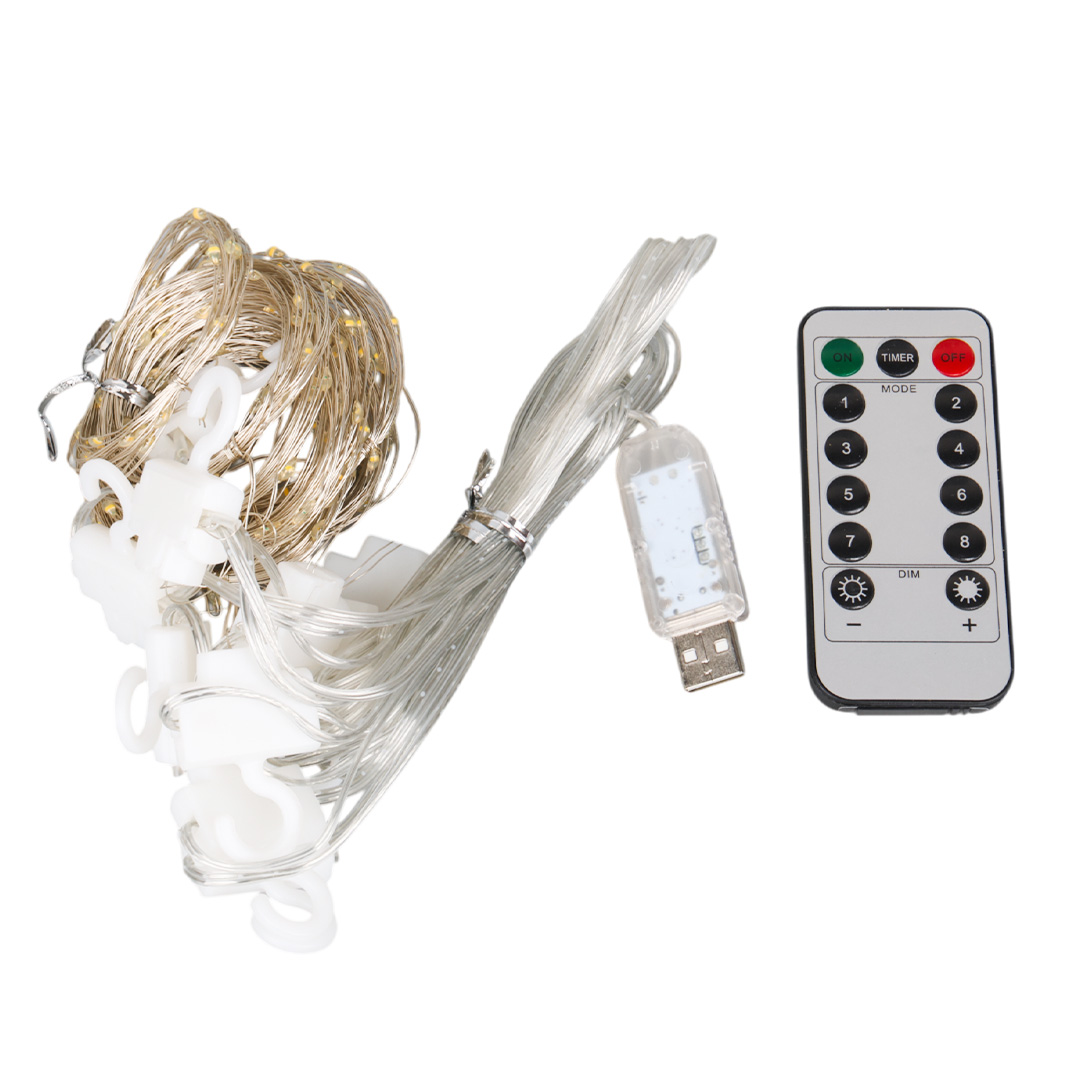 WINNBOSS EKL-11 300 GÜNIŞIĞI LEDLİ PERİ MOTİFLİ 3X3 PERDE DEKORATİF AYDINLATMA 8 MODLU USB 5VDC KUMANDALI