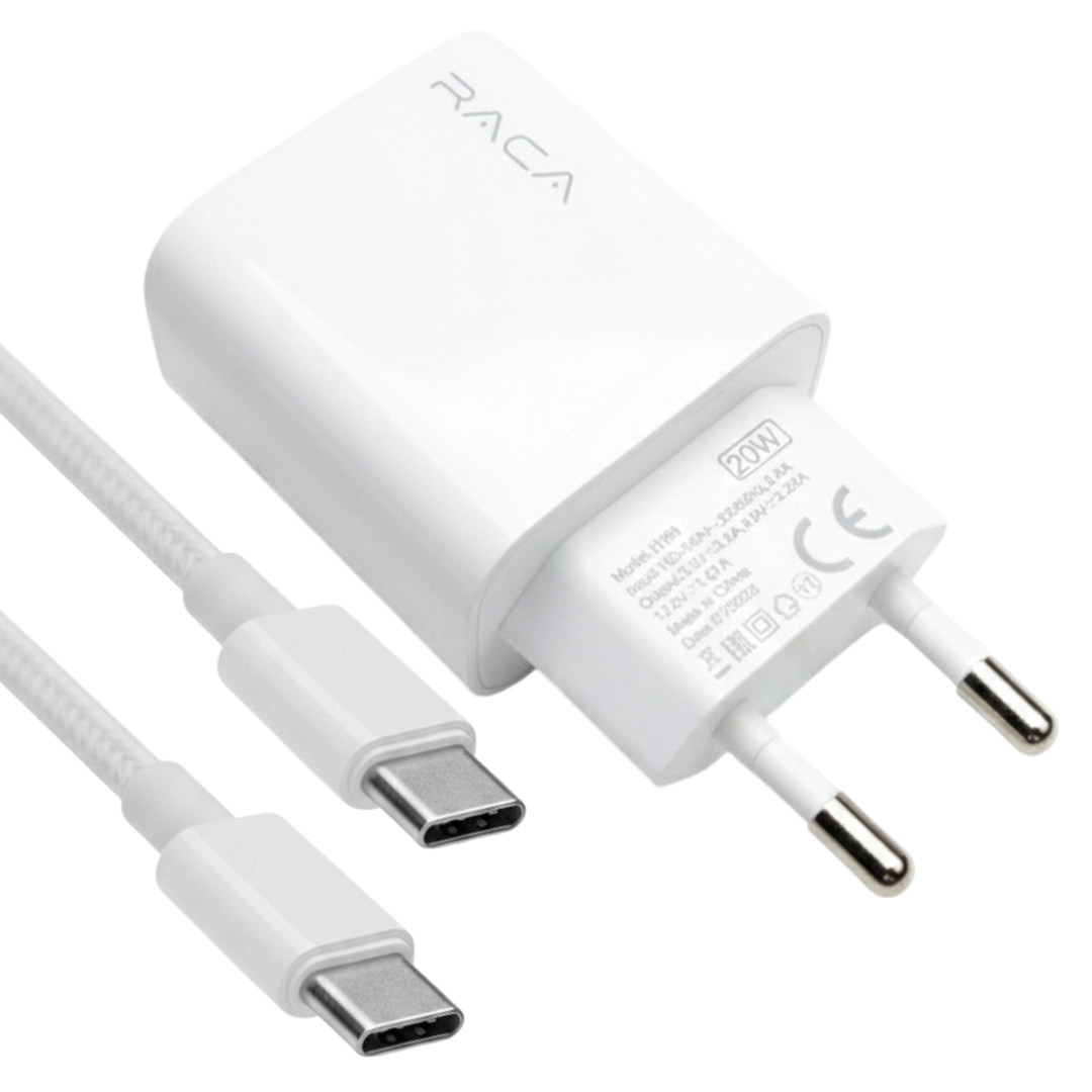 RACA U200 PD20 WATT HIZLI ŞARJ ADAPTÖR SETİ (TYPE-C TO TYPE-C KABLOLU) - BEYAZ