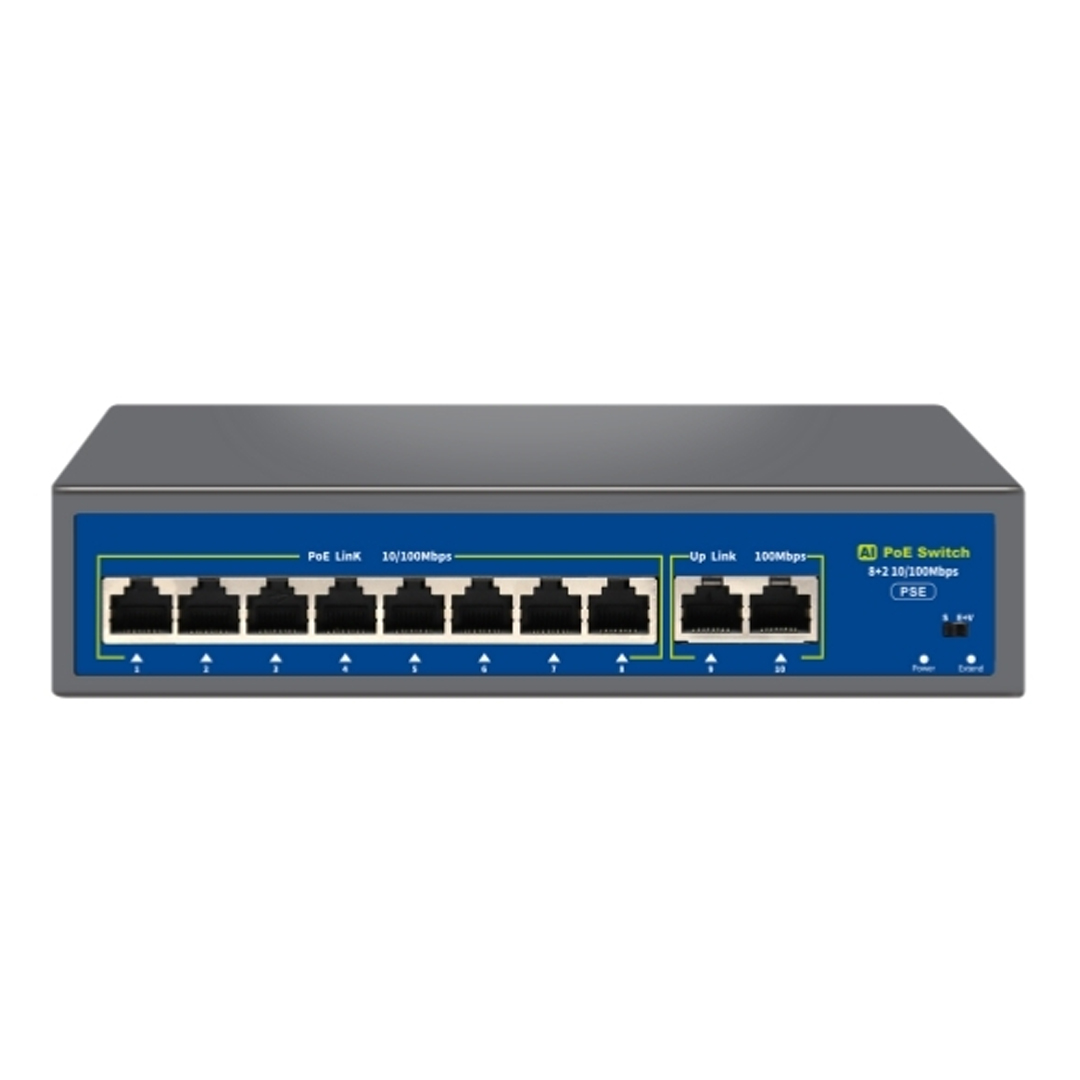 NOVACOM NVC-HIF0820FBL-C 8 PORT POE 2 PORT UPLINK 10/100MB POE SWITCH