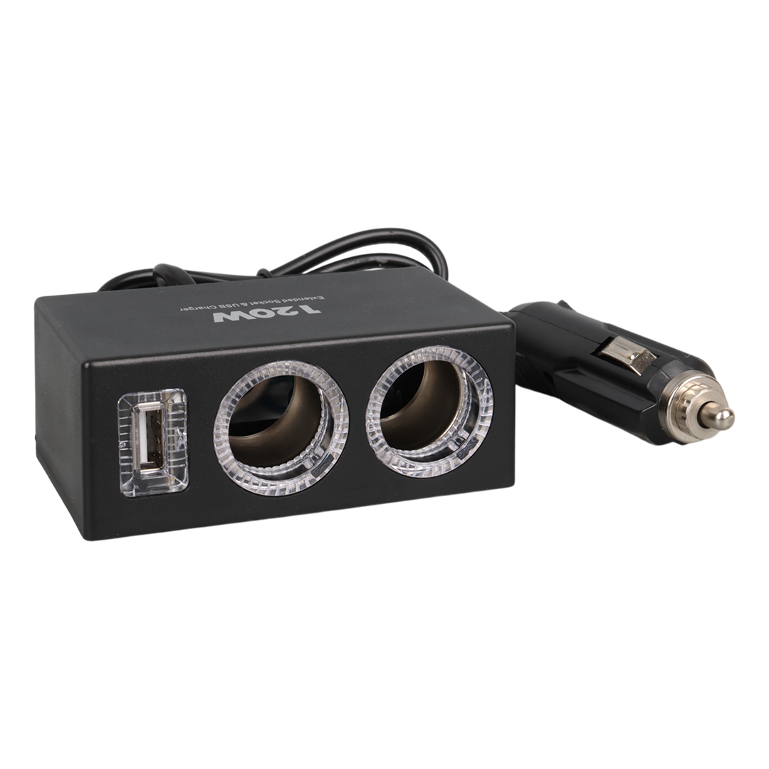 OLESSON 1522 12-24V TEK USB GİRİŞLİ 120W 80CM KABLOLU 2'Lİ ARAÇ ÇAKMAK ÇOKLAYICI