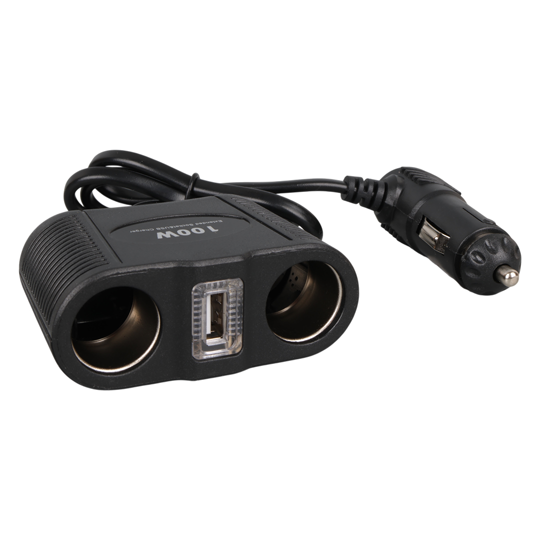 OLESSON 1645 12-24V TEK USB GİRİŞLİ 100W 70CM KABLOLU 2'Lİ ARAÇ ÇAKMAK ÇOKLAYICI