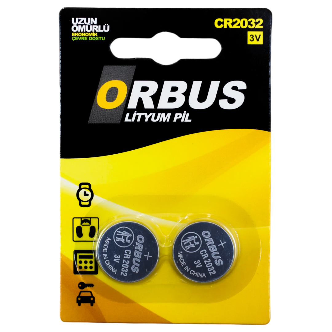 ORBUS CR2032 3 VOLT LİTYUM PARA PİL (2'Lİ PAKET FİYATI)