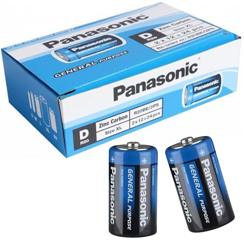 PANASONIC R20BE/2PS MANGANEZ BÜYÜK D BOY 24'LÜ PİL (PAKET FİYATI)