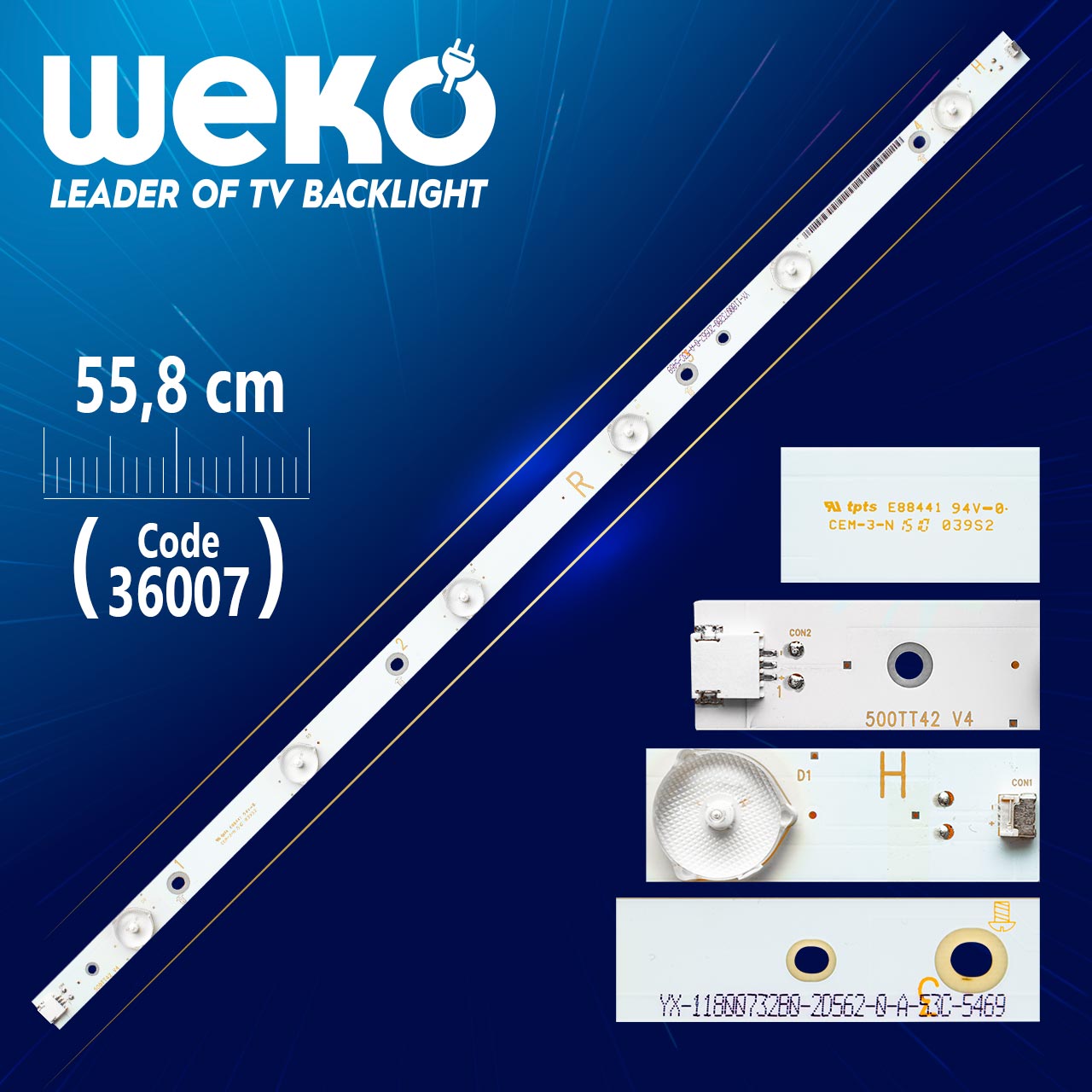 PHILIPS 500TT42 V4 - SX-11800732B0-2F583-0-A-560-3444 R - 6 LEDLİ 55.8 CM TV LED BAR