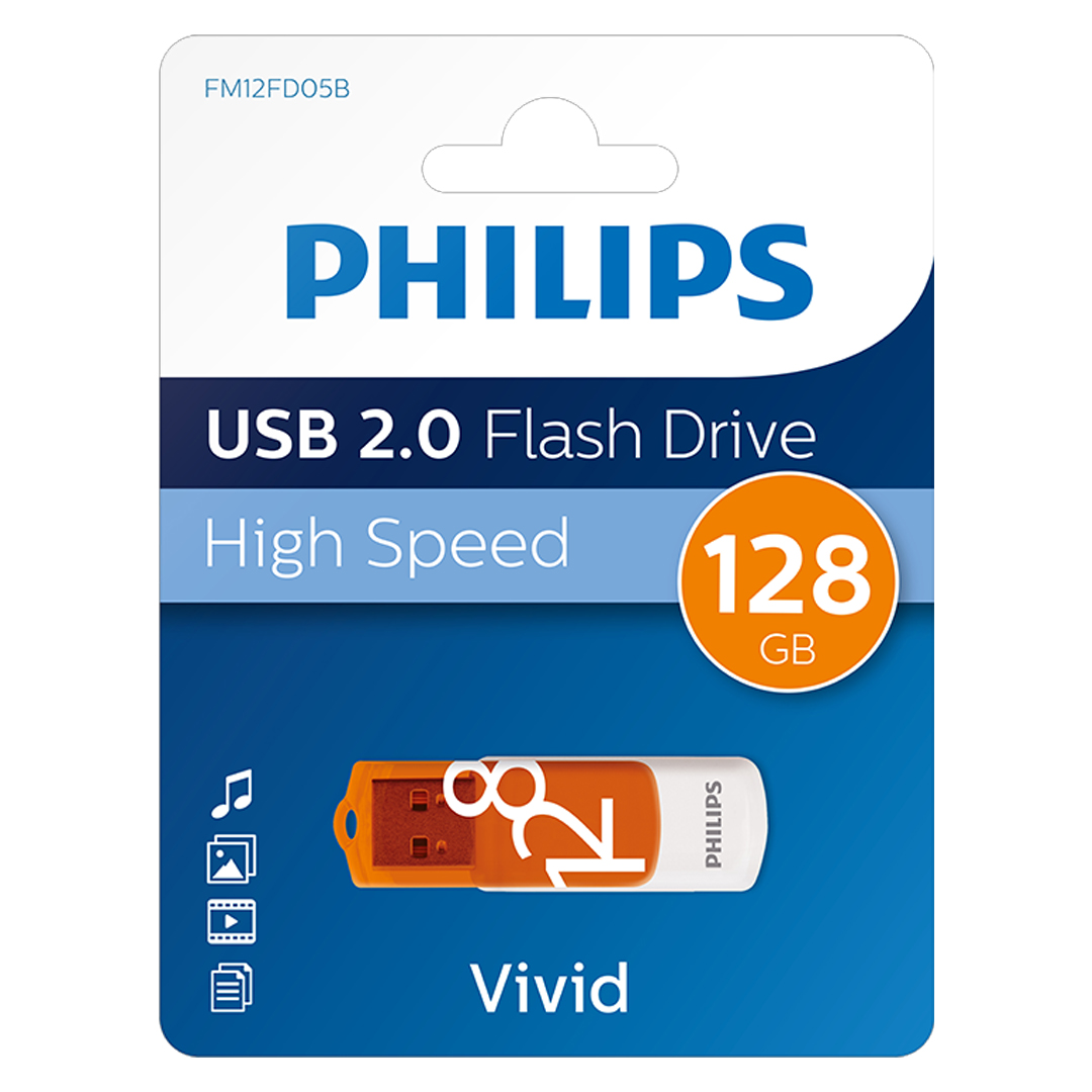 PHILIPS FM12FD05B/00 TURUNCU/BEYAZ 128GB PLASTİK KASA USB 2.0 FLASH BELLEK