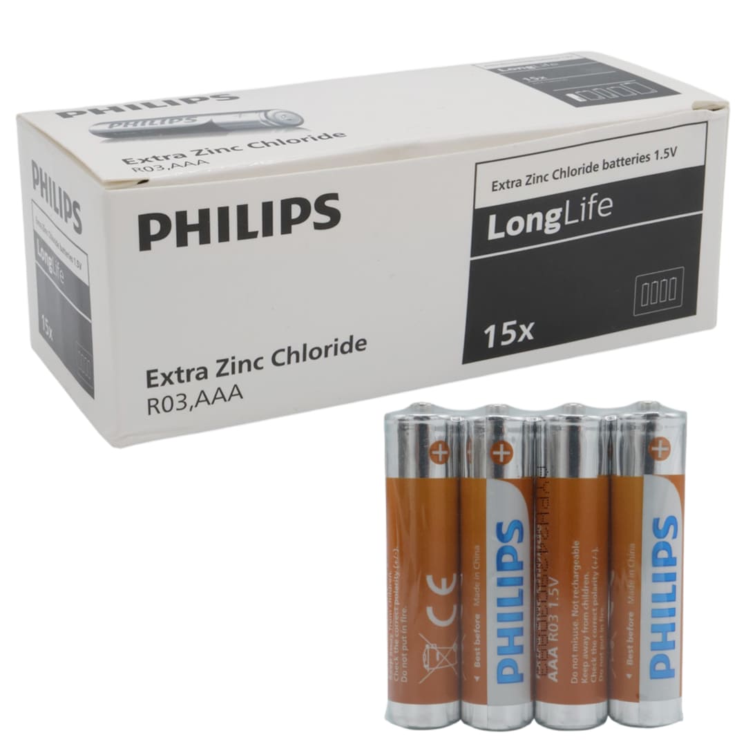 PHİLİPS LONGLİFE EXTRA ZİNC-CARBON İNCE KUMANDA KALEM PİLİ AAA (60'LI PAKET)
