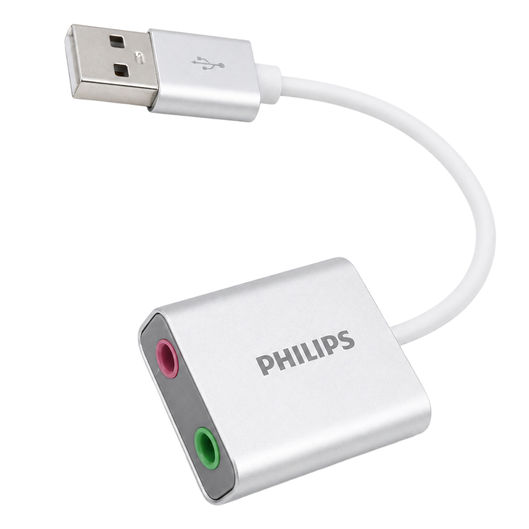 PHİLİPS SWR1656Y/93 USB HARİCİ STEREO SES KARTI DÖNÜŞTÜRÜCÜ ADAPTÖR 3.5MM MİKROFON HOPARLÖR ÇIKIŞLI