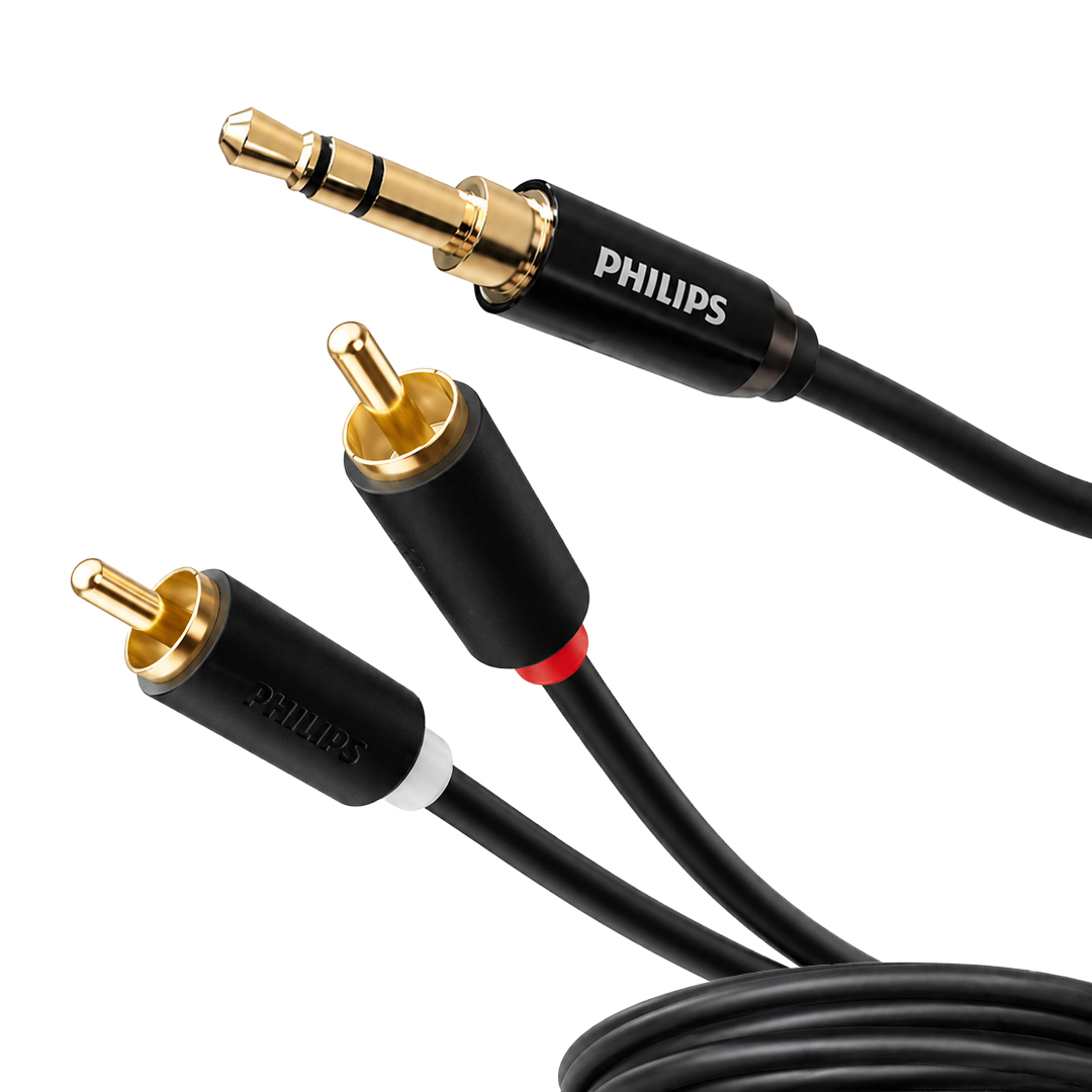 PHİLİPS SWR2121B/93 3.5MM STEREO 2 RCA AUX SES KABLOSU 3 METRE Hİ-Fİ