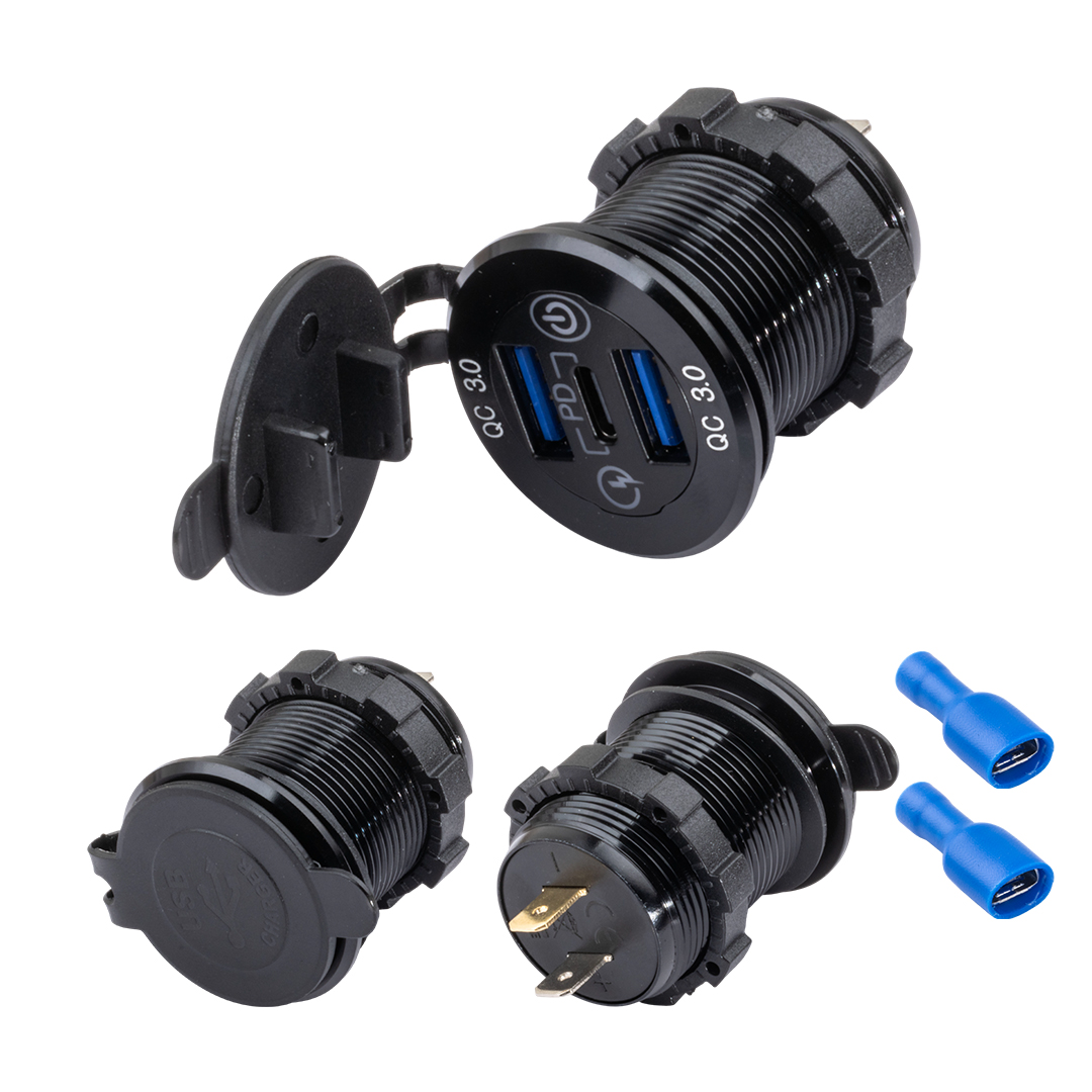 POWERMASTER 28MM MARİN PANO TİPİ 8-32V 2* USB 3.0 / TYPE C PD GİRİŞ ŞARJ MODÜLÜ