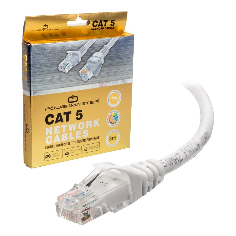POWERMASTER 3 METRE GRİ CAT5 RJ45 PATCH NETWORK ETHERNET İNTERNET KABLOSU KUTULU