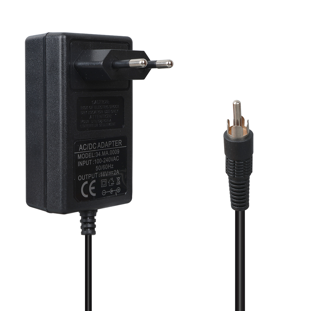 POWERMASTER 34.MA.0009  16 VOLT - 2 AMPER TOS FİŞLİ RCA UÇLU PRİZ TİPİ SANTRAL ADAPTÖRÜ