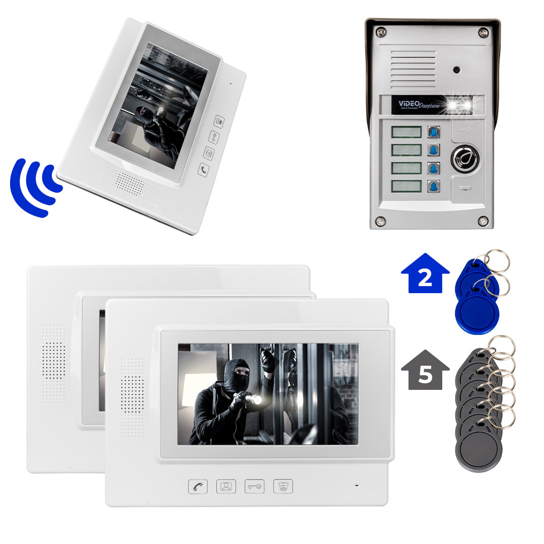 POWERMASTER 37T4 3 DAİRE 7'' NFC DESTEKLİ GÖRÜNTÜLÜ DİAFON KAPI ZİLİ INTERKOM AKILLI EV GÜVENLİĞİ SİSTEMİ