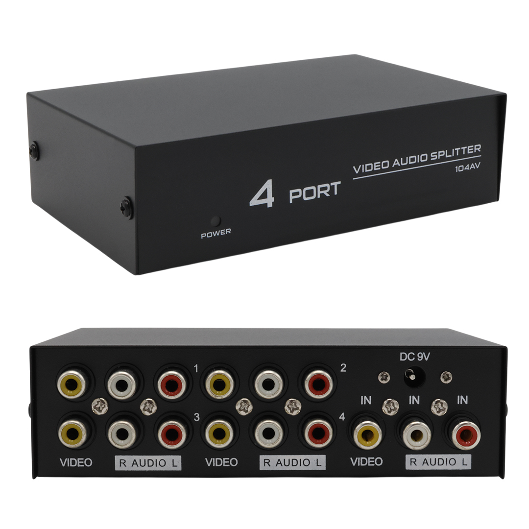 POWERMASTER AV-104 4 PORT AV CVBS RCA VİDEO AUDİO SPLİTTER ÇOĞALTICI DAĞITICI