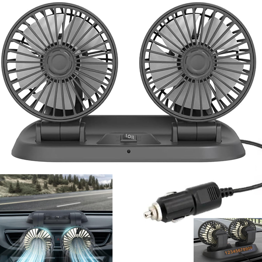 POWERMASTER FAN10 MİNİ 12 VOLT DC ÇAKMAKLIKLI NUMARATÖRLÜ PLASTİK 2'Lİ ARAÇ VANTİLATÖR FAN