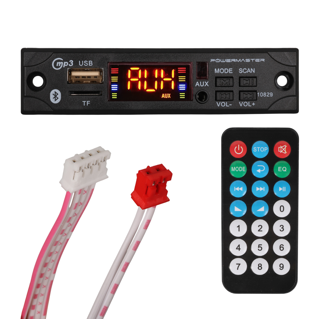 POWERMASTER M517 OTO TEYP DİJİTAL PLAYER BOARD USB/AUX/SD/FM/BLUETOOTH KUMANDALI MİKROFONSUZ ÇEVİRİCİ (12V-500MA)