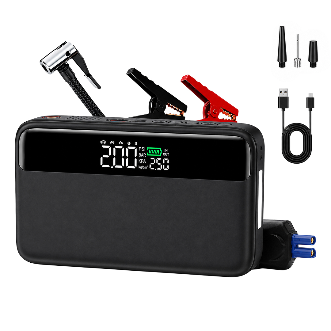 POWERMASTER N33 LASTİK HAVA KOMPRESÖRLÜ AKÜ TAKVİYE CİHAZI 20000MAH 150PSI PD65W FAST POWERBANK