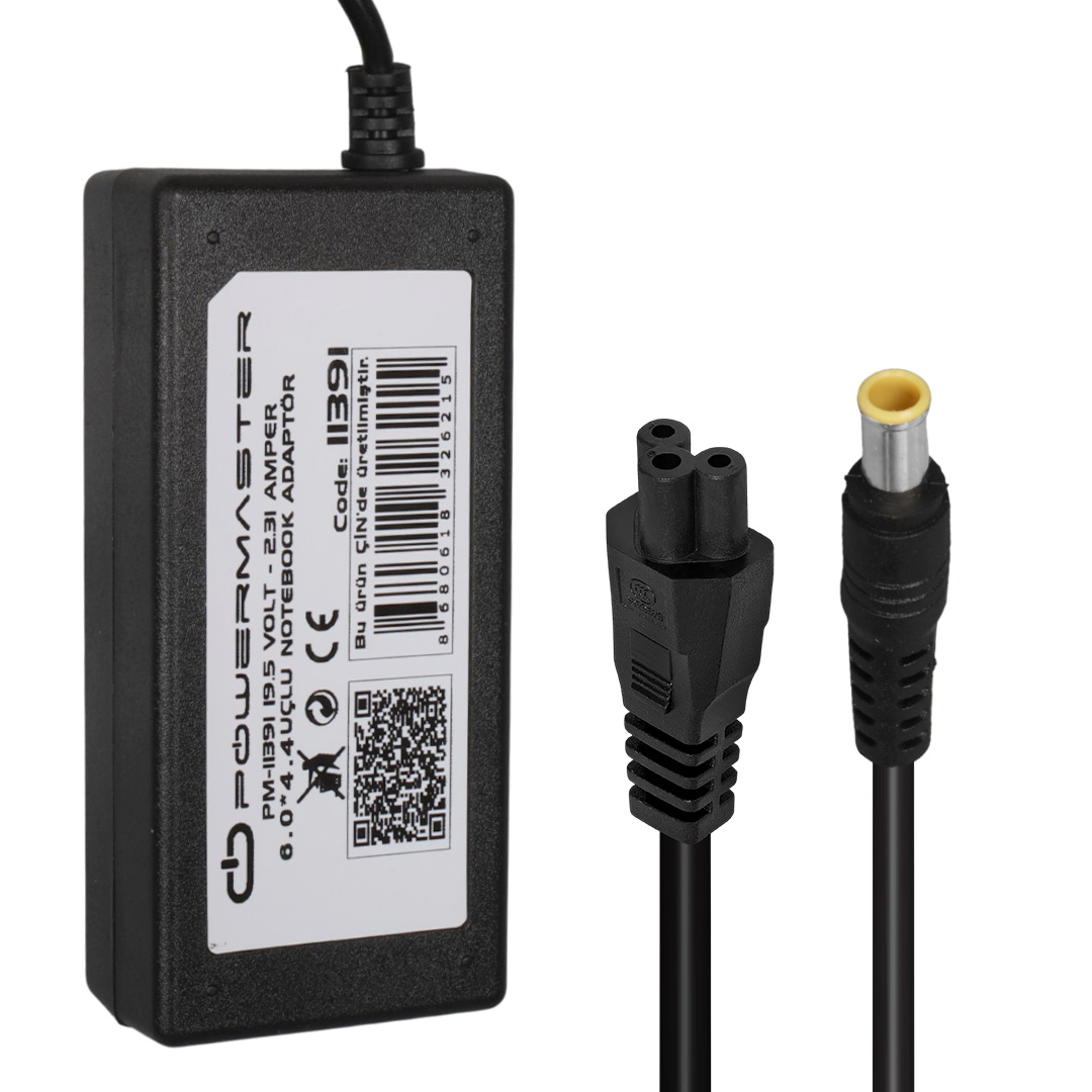 POWERMASTER PM-11391 19.5 VOLT 2.31 AMPER 6.0×4.4 UÇLU NOTEBOOK ADAPTÖRÜ
