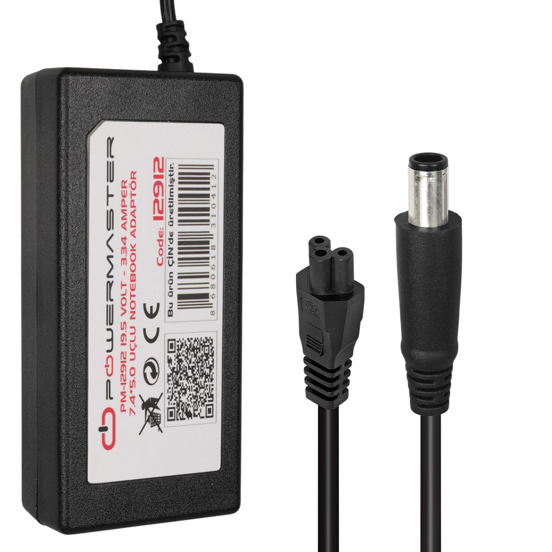 POWERMASTER PM-12912 19.5 VOLT - 3.34 AMPER 7.4*5.0 MM UÇLU ADAPTÖR