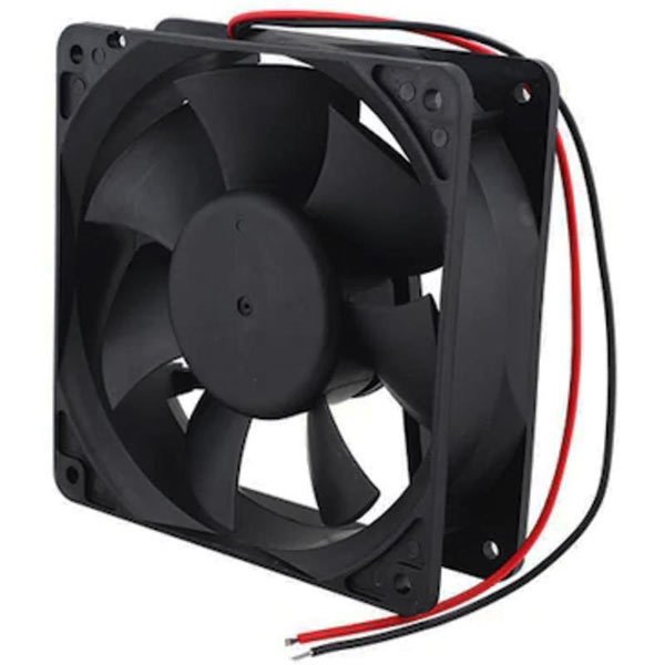 POWERMASTER PM-1808 FIRÇASIZ PLASTİK KASA DC FAN 120X120X38MM 12 VOLT 2 AÇIK UÇLU KABLOLU 12X12