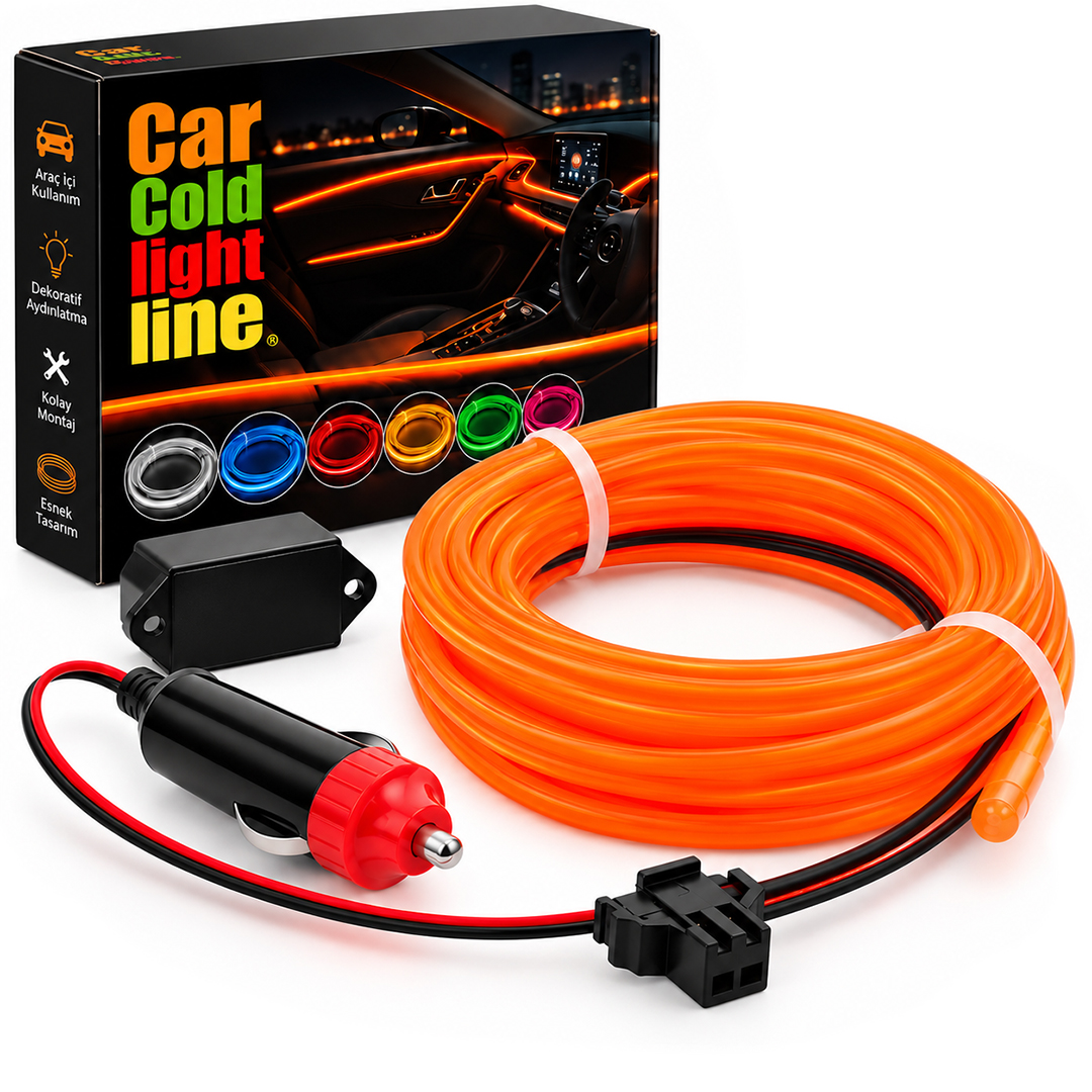 POWERMASTER PM-18224 5 METRE 12 VOLT ÇAKMAK FİŞLİ ORANJ TURUNCU ARAÇ İÇİ NEON İP AYDINLATMA