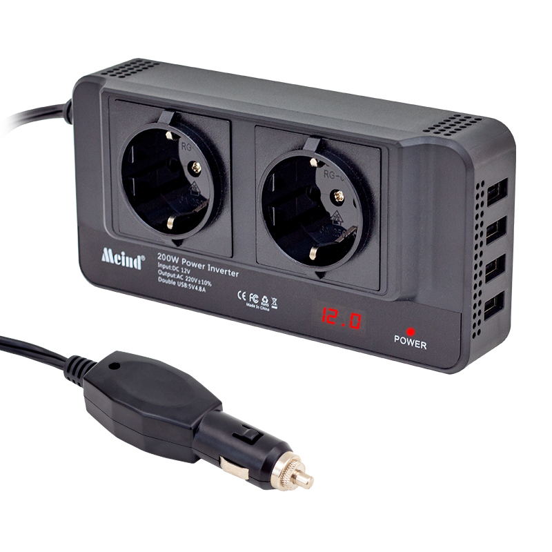 POWERMASTER PM-19827 12 VOLT - 200 WATT 4 USB'Lİ DİJİTAL ÇAKMAKTAN POWER INVERTER