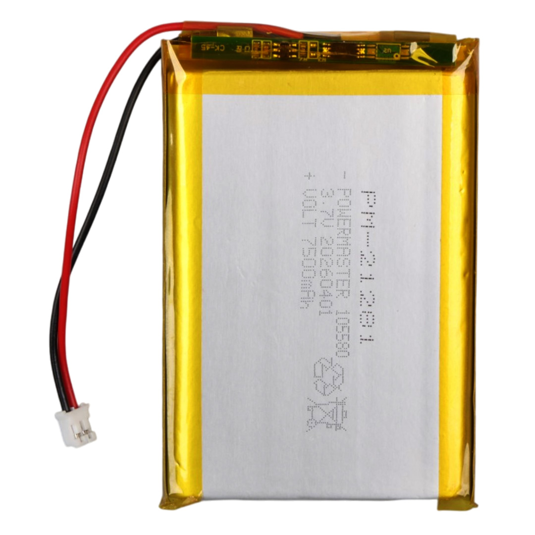 POWERMASTER PM-21281 3.7V 7.500MAH 105580 4.5MM SOKETLİ LİTYUM POLİMER (Lİ-PO) BATARYA ŞARJ EDİLEBİLİR CİKLET PİL