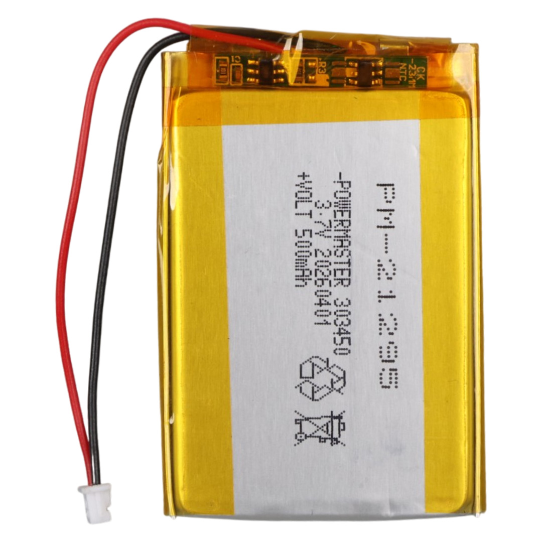 POWERMASTER PM-21295 3.7V 500MAH 303450 3.5MM SOKETLİ LİTYUM POLİMER (Lİ-PO) BATARYA ŞARJ EDİLEBİLİR CİKLET PİL