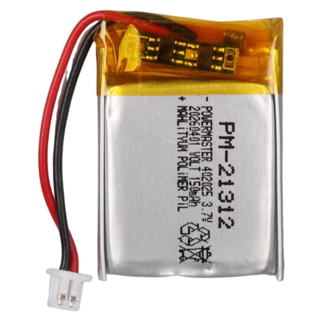 POWERMASTER PM-21312 3.7V 150MAH 402025 3.5MM SOKETLİ LİTYUM POLİMER (Lİ-PO) BATARYA ŞARJ EDİLEBİLİR CİKLET PİL